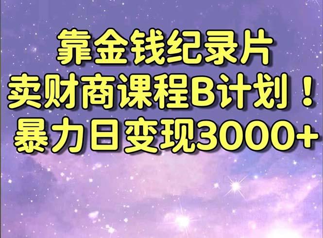 靠金钱纪录片卖财商课程B计划！暴力日变现3000+，喂饭式干货教程！-金易项目网