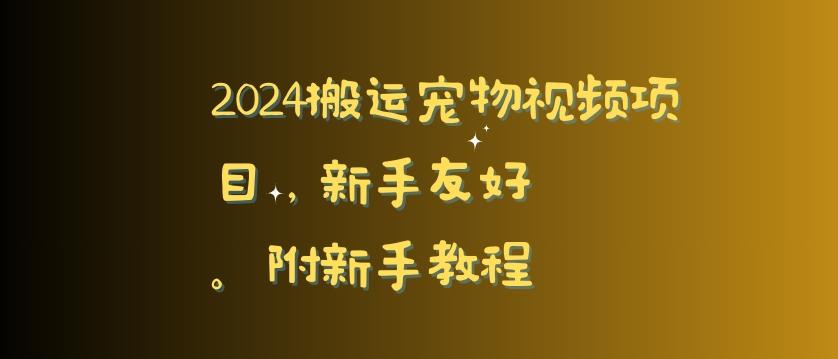 2024搬运宠物视频项目，新手友好，完美去重，附新手教程【揭秘】-金易项目网