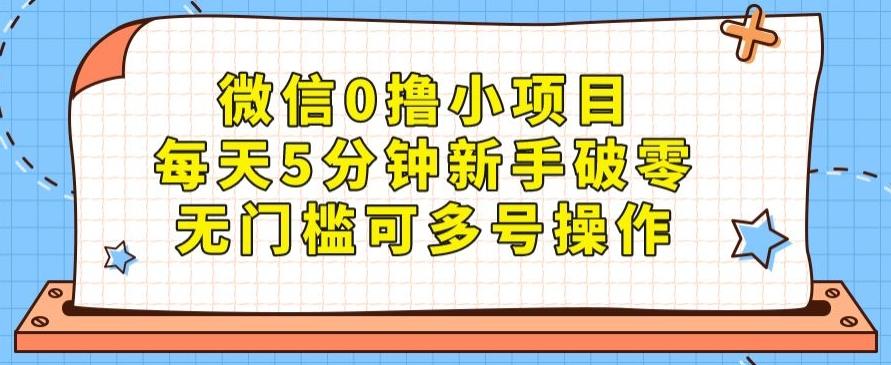 微信0撸小项目，每天5分钟新手破零，无门槛可多号操作-金易项目网
