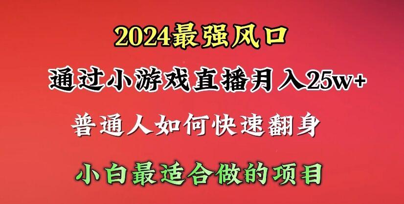 (10020期)2024年最强风口，通过小游戏直播月入25w+单日收益5000+小白最适合做的项目-金易项目网