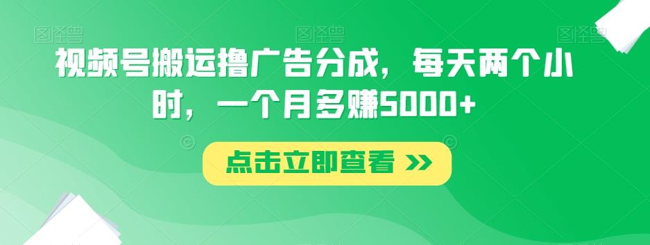 视频号搬运撸广告分成，每天两个小时，一个月多赚5000+-金易项目网