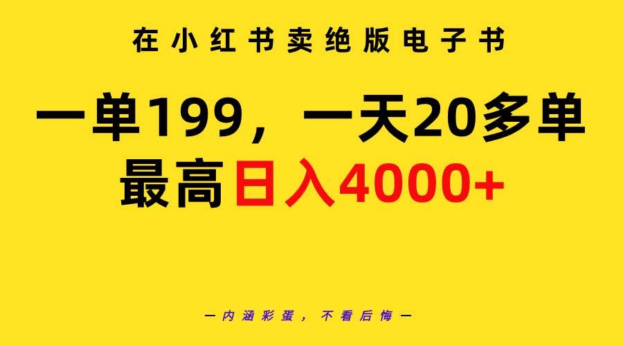 (9401期)在小红书卖绝版电子书，一单199 一天最多搞20多单，最高日入4000+教程+资料-金易项目网
