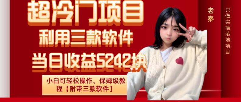 超冷门项目、利用三款软件、当日收益5242块、小白可轻松操作、保姆级教程【附带三款软件】-金易项目网