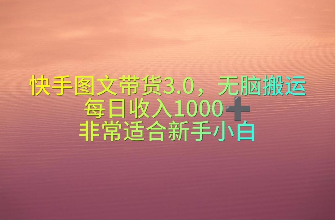 快手图文带货3.0，无脑搬运，每日收入1000＋，非常适合新手小白-金易项目网