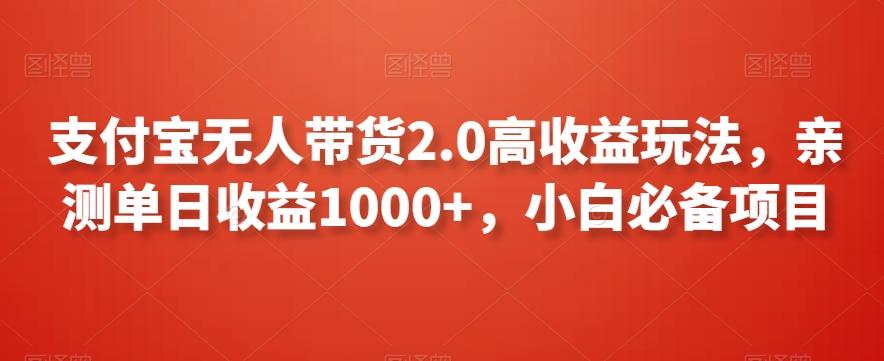 支付宝无人带货2.0高收益玩法，亲测单日收益1000+，小白必备项目【揭秘】-金易项目网