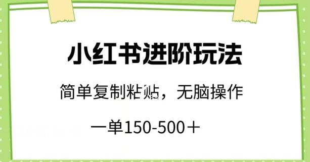 小红书进阶玩法，一单150-500+，简单复制粘贴，小白也能轻松上手【揭秘】-金易项目网