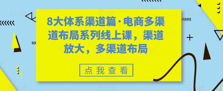 8大体系渠道篇·电商多渠道布局系列线上课，渠道放大，多渠道布局-金易项目网
