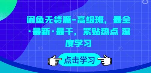 闲鱼无货源-高级班，最全·最新·最干，紧贴热点 深度学习-金易项目网