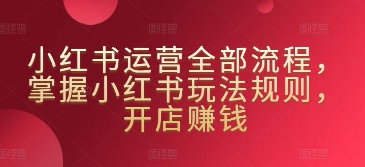 小红书运营全部流程，掌握小红书玩法规则，开店赚钱-金易项目网