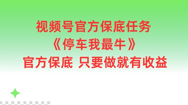 视频号官方保底任务，停车我最牛，官方保底只要做就有收益【揭秘】-金易项目网