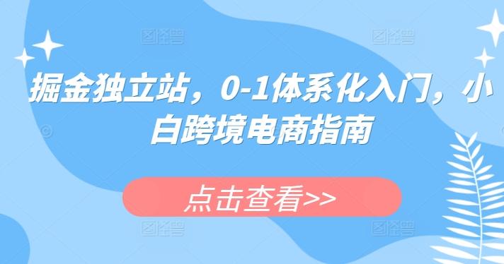 掘金独立站，0-1体系化入门，小白跨境电商指南-金易项目网