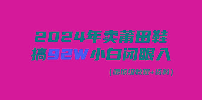 (9329期)2024年卖莆田鞋，搞了92W，小白闭眼操作！-金易项目网
