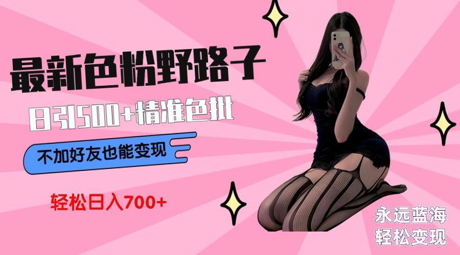 最新色粉变现野路子，日引500+老色批 可不加好友直接变现 小白轻松日入700+-金易项目网