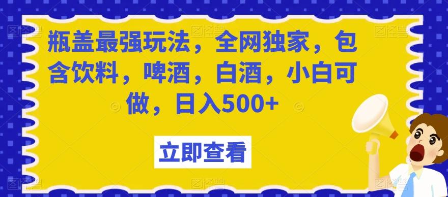 瓶盖最强玩法，全网独家，包含饮料，啤酒，白酒，小白可做，日入500+【揭秘】-金易项目网