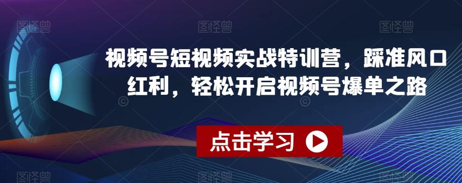 视频号短视频实战特训营，踩准风口红利，轻松开启视频号爆单之路-金易项目网