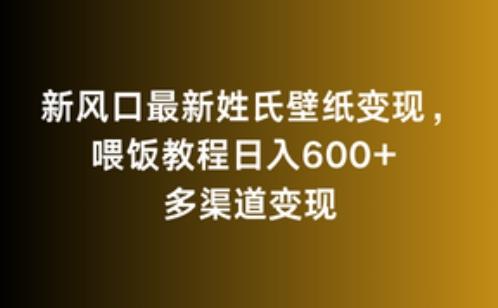 新风口最新姓氏壁纸变现，喂饭教程日入600+【揭秘】-金易项目网