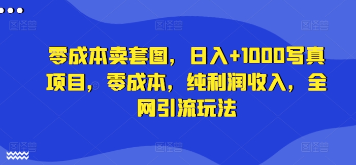 零成本卖套图，日入+1000写真项目，零成本，纯利润收入，全网引流玩法-金易项目网