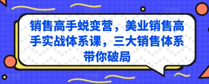 销售高手蜕变营，美业销售高手实战体系课，三大销售体系带你破局-金易项目网