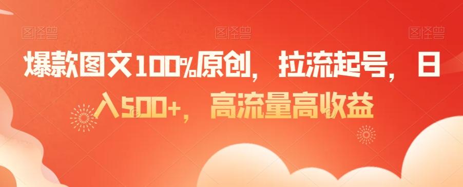 爆款图文100%原创，拉流起号，日入500+，高流量高收益【揭秘】-金易项目网