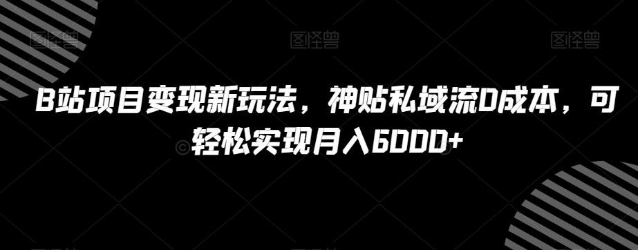 B站项目变现新玩法，神贴私域流0成本，可轻松实现月入6000+【揭秘】-金易项目网