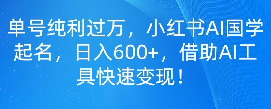 单号纯利过万，小红书AI国学起名，日入600+，借助AI工具快速变现-金易项目网