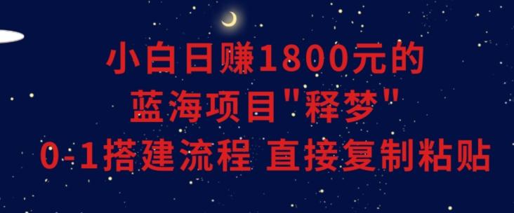 小白能日赚1800元的蓝海项目”释梦”0-1搭建流程可直接复制粘贴长期做【揭秘】-金易项目网