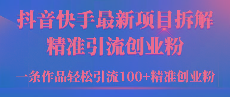 (9447期)2024年抖音快手最新项目拆解视频引流创业粉，一天轻松引流精准创业粉100+-金易项目网