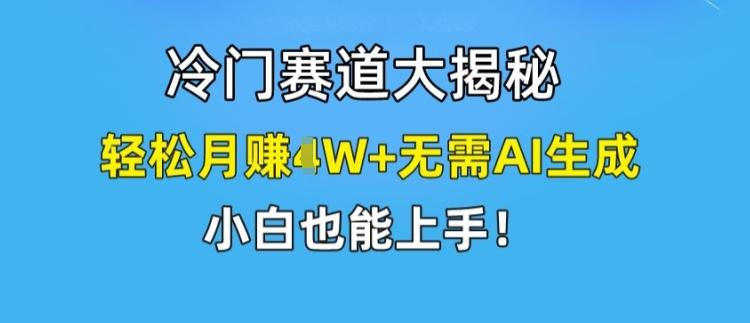 冷门赛道大揭秘，轻松月赚1W+无需AI生成，小白也能上手【揭秘】-金易项目网