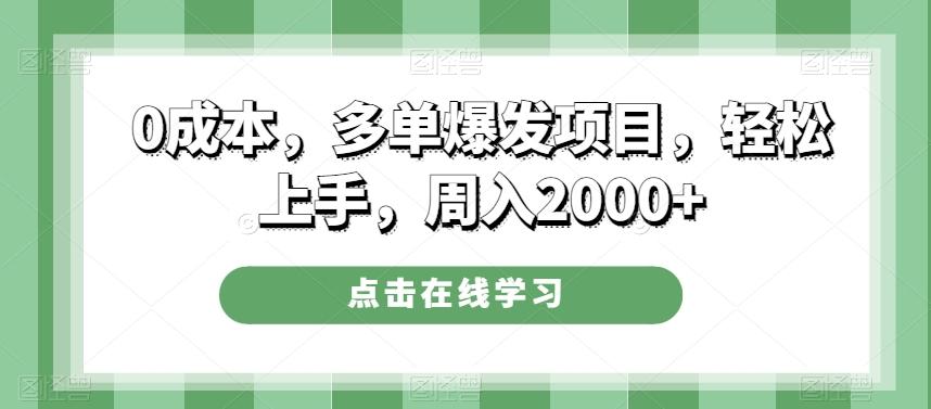 0成本，多单爆发项目，轻松上手，周入2000+-金易项目网