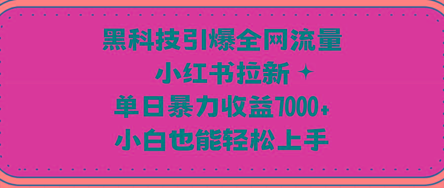 (9679期)黑科技引爆全网流量小红书拉新，单日暴力收益7000+，小白也能轻松上手-金易项目网