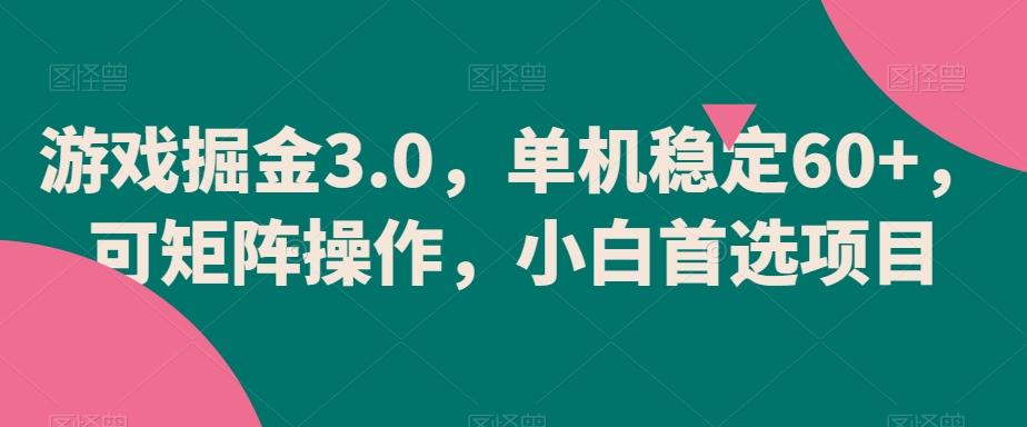 游戏掘金3.0，单机稳定60+，可矩阵操作，小白首选项目【揭秘】-金易项目网
