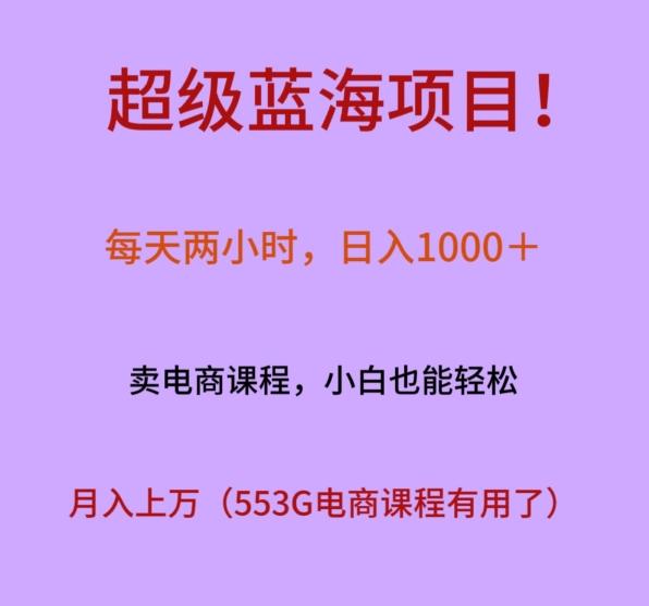 超级蓝海项目！每天两小时，日入‌1000＋，卖电商课程，小白也能轻‌松，月入上万-金易项目网