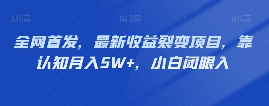 全网首发，最新收益裂变项目，靠认知月入5W+，小白闭眼入-金易项目网