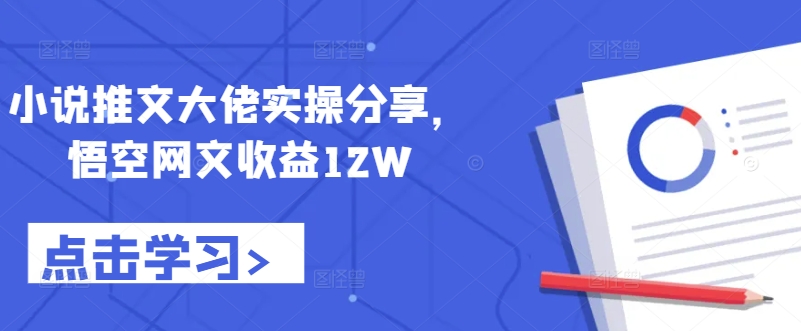 小说推文大佬实操分享，悟空网文收益12W-金易项目网