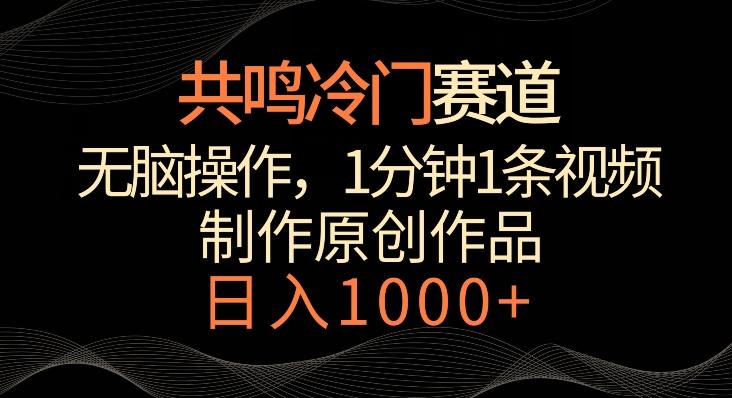 共鸣冷门赛道，无脑操作，一分钟一条视频，日入1000+【揭秘】-金易项目网