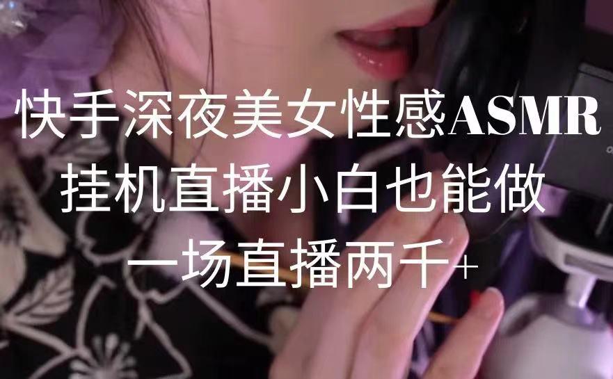 快手深夜美女性感ASMR挂机直播，小白也能做，一场直播两千+-金易项目网