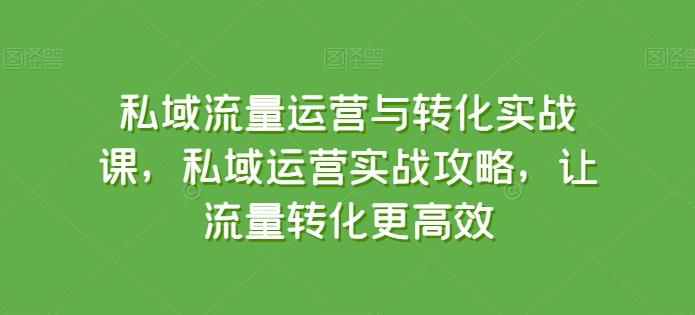 私域流量运营与转化实战课，私域运营实战攻略，让流量转化更高效-金易项目网