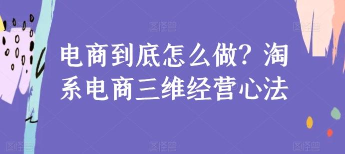 电商到底怎么做？淘系电商三维经营心法-金易项目网