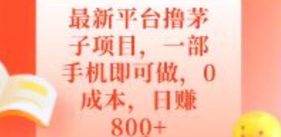 最新平台撸茅子项目，一部手机即可做，0成本，日赚800+-金易项目网