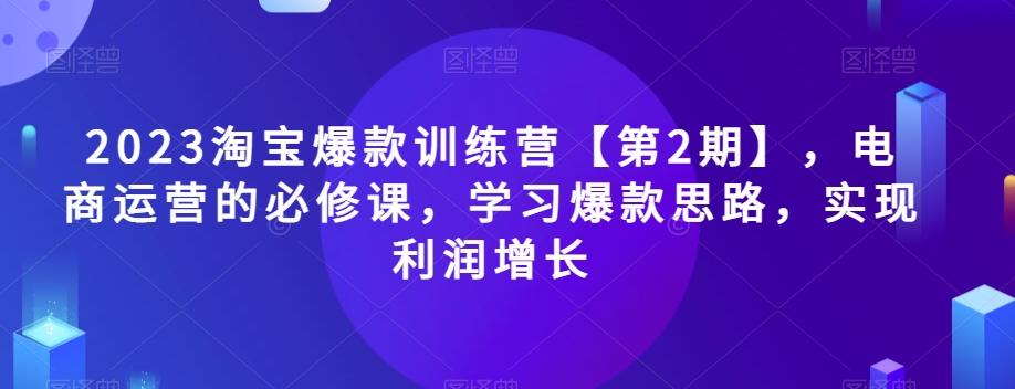 2023淘宝爆款训练营【第2期】，电商运营的必修课，学习爆款思路，实现利润增长-金易项目网