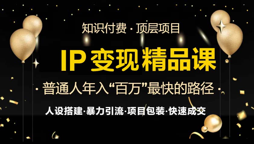 IP变现最新精品课程，知识付费全流程+最强引流术+小白避坑指南-金易项目网