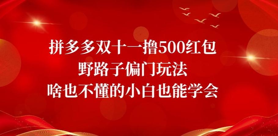 拼多多双十一撸500红包野路子偏门玩法，啥也不懂的小白也能学会【揭秘】-金易项目网