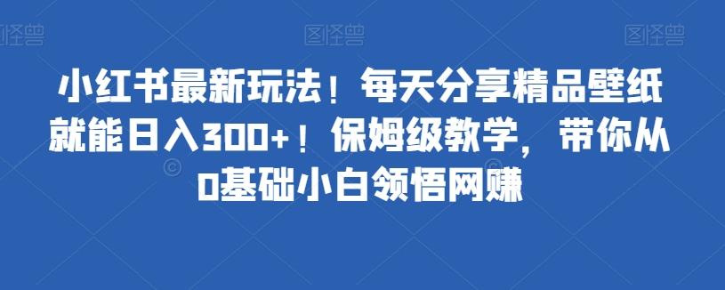小红书最新玩法！每天分享精品壁纸就能日入300+！保姆级教学，带你从0基础小白领悟网赚-金易项目网
